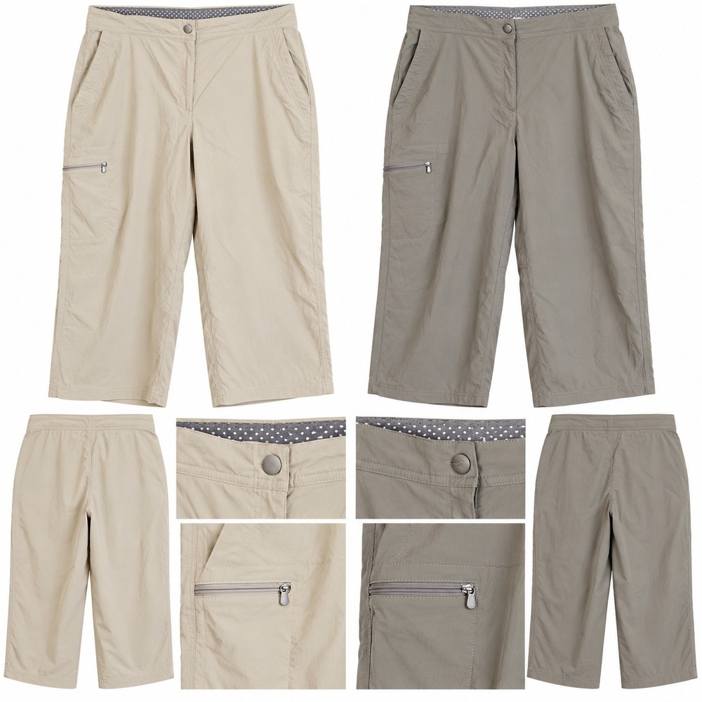 LL Bean Vista Camp Capri Pants Women 20 Petite Tan Taupe Hiking Quick Dry LOT